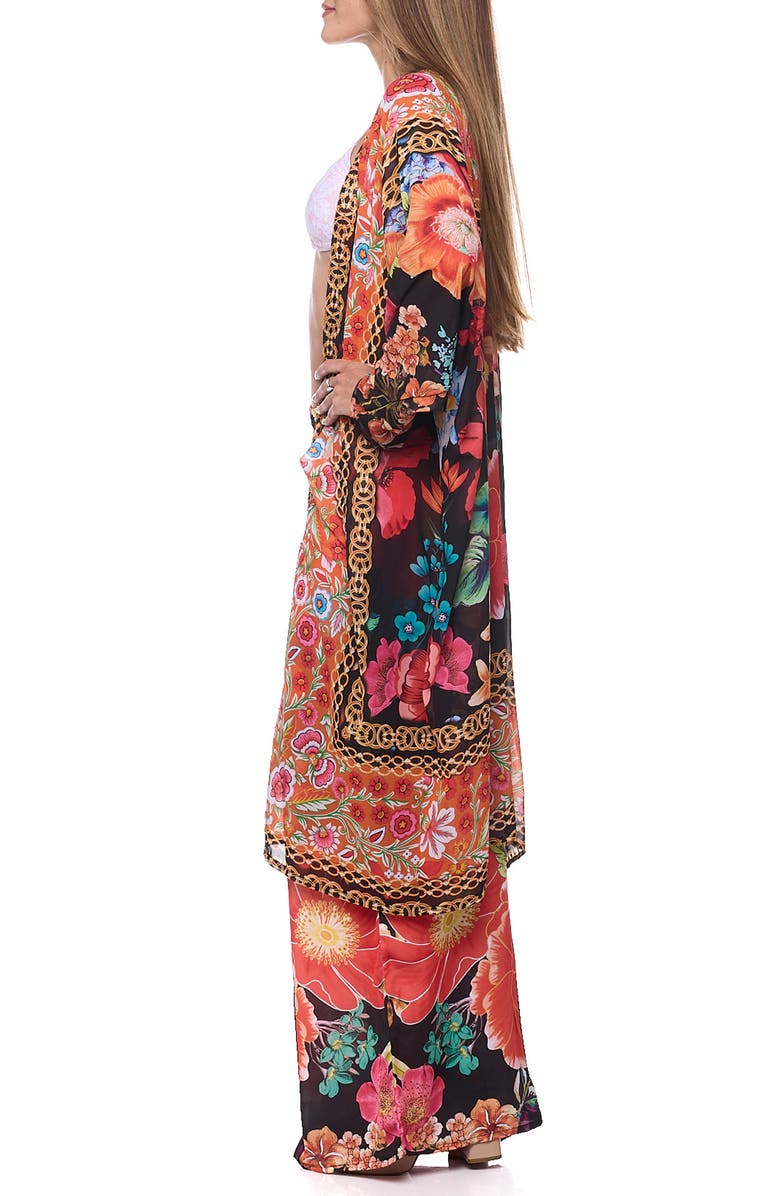 RANEES Tie Waist Longline Cover-Up Cape, Alternate, color, Black