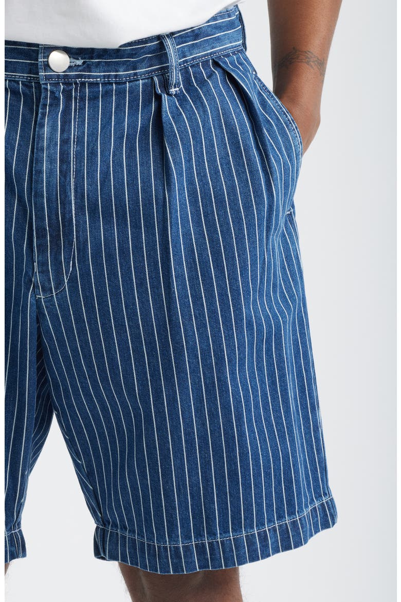 Part Timer Pinstripe Denim Shorts, Alternate, color, INDIGO