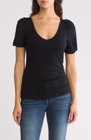 NORDSTROM RACK V-Neck Pleated T-Shirt