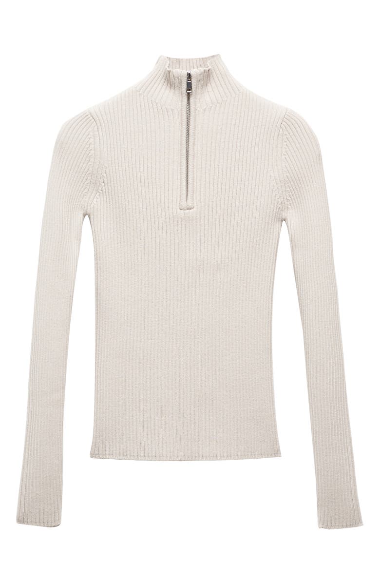 MANGO Half Zip Rib Sweater, Alternate, color, 