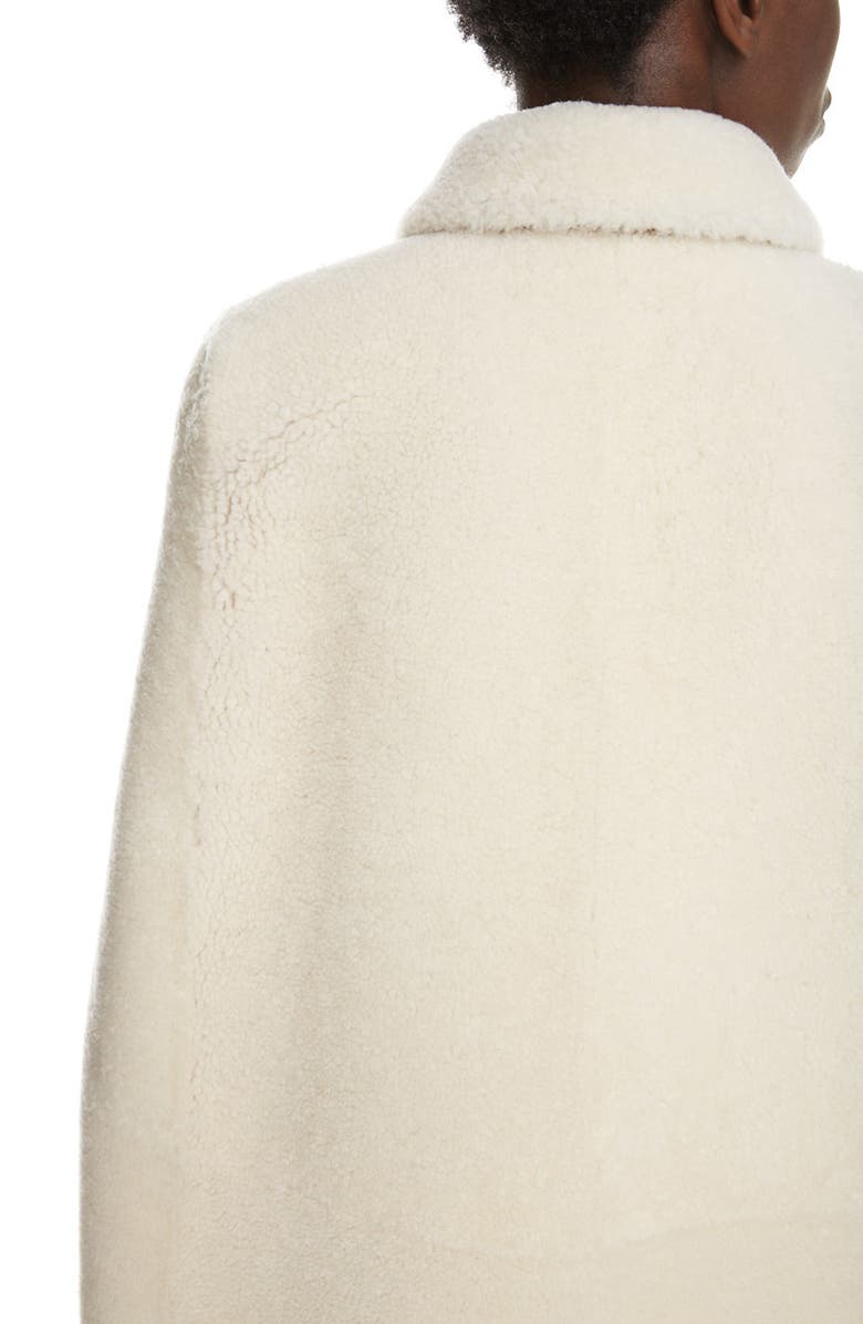 Saint Laurent Leather Trim Genuine Shearling Cape, Alternate, color,