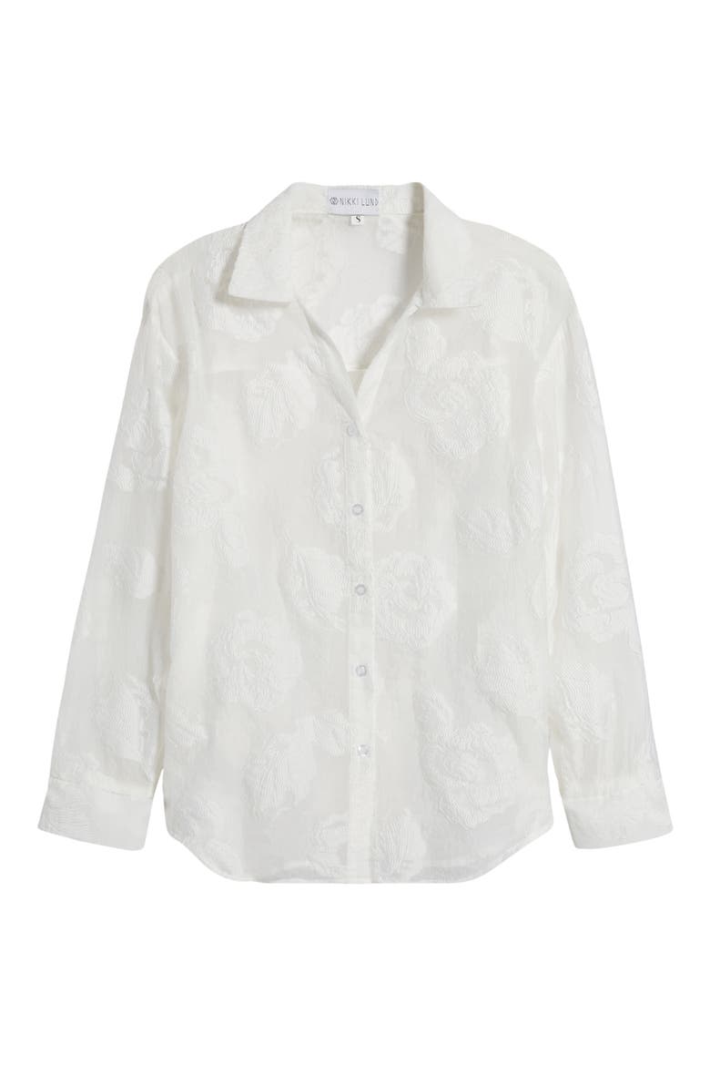 Liz Embroidered Floral Button-Up Shirt, Alternate, color, WHITE