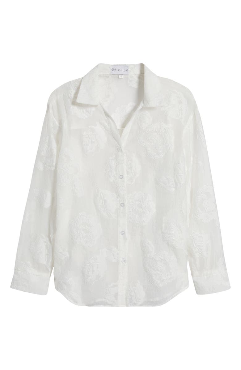 NIKKI LUND Liz Embroidered Floral Button-Up Shirt, Alternate, color, White