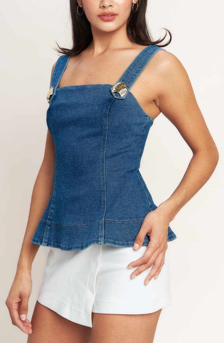 FLYING TOMATO Washed Denim Tank, Alternate, color, Medium Indigo