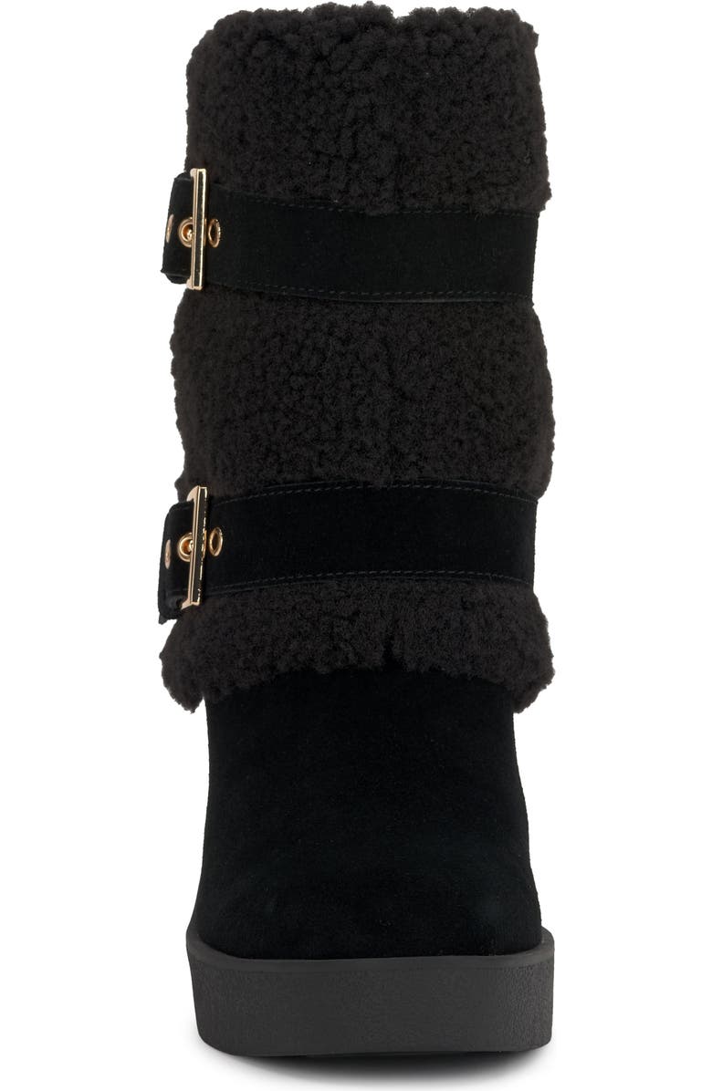 Jessica Simpson Meztyn Faux Shearling Wedge Boot, Alternate, color, Black Cowsue