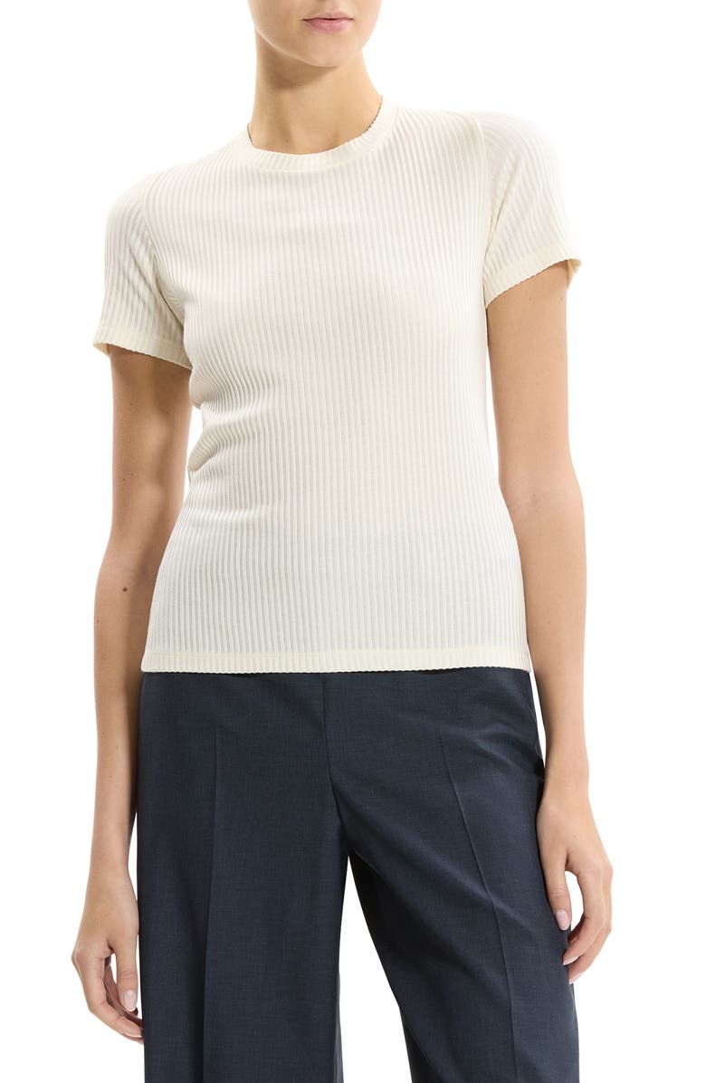 Theory Shrunken Rib T-Shirt, Main, color, Ivory