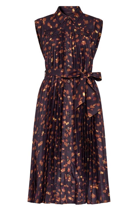 Johanna Printed Pleated Midi Dress