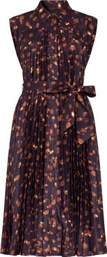 Milly Johanna Printed Pleated Midi Dress