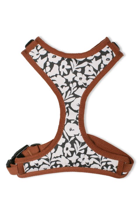 Charcoal Floral Small Dog Harness