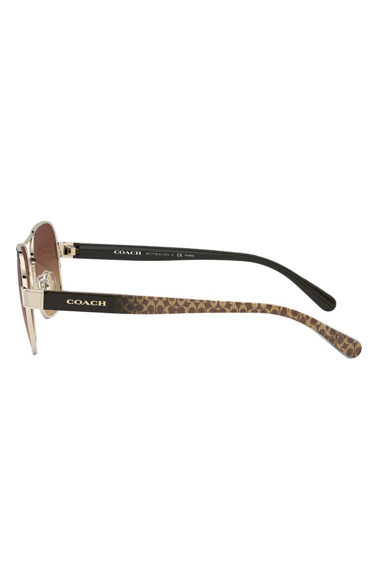 COACH 57mm Polarized Pilot Sunglasses, Alternate, color, Gold