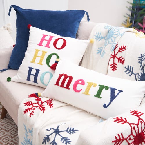 Carol & Frank Boho Christmas Throw Blanket In White