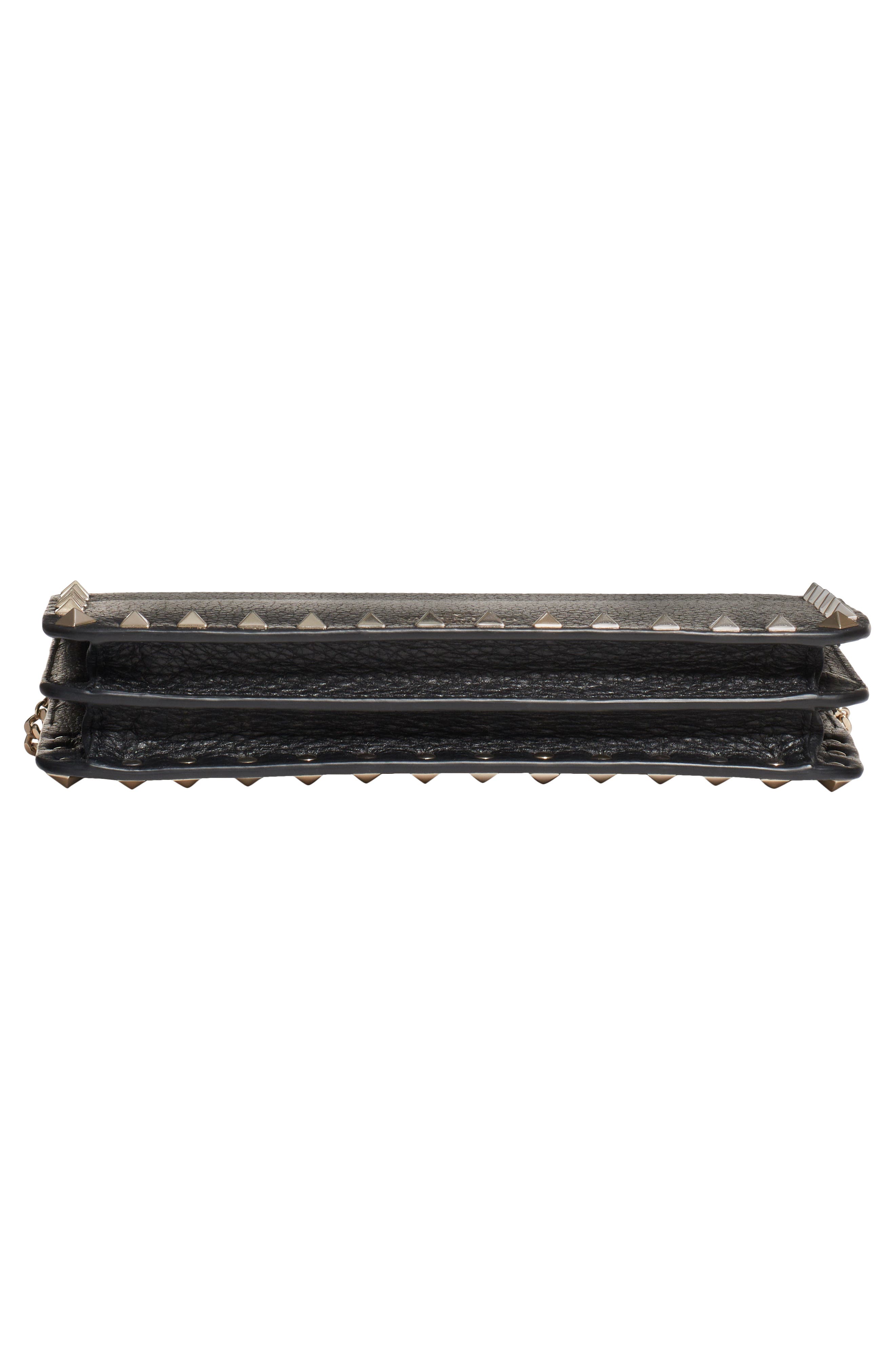 Rockstud Leather Wallet on a Chain, Alternate, color, NERO