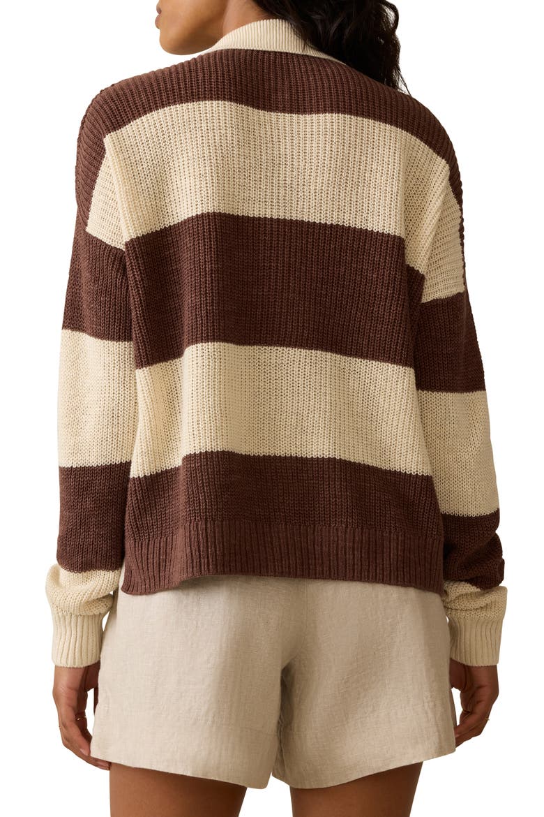 Miramar Linen & Organic Cotton Polo Sweater, Alternate, color, COCOA RUGBY STRIPE