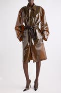 Saint Laurent Belted Polyurethane Mac Coat