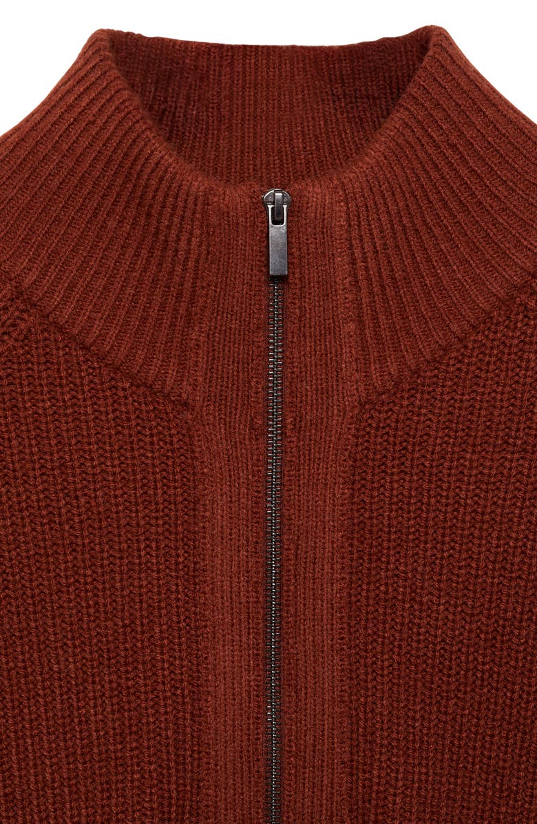 MANGO Perkins Ribbed Quarter Zip Sweater, Alternate, color, 