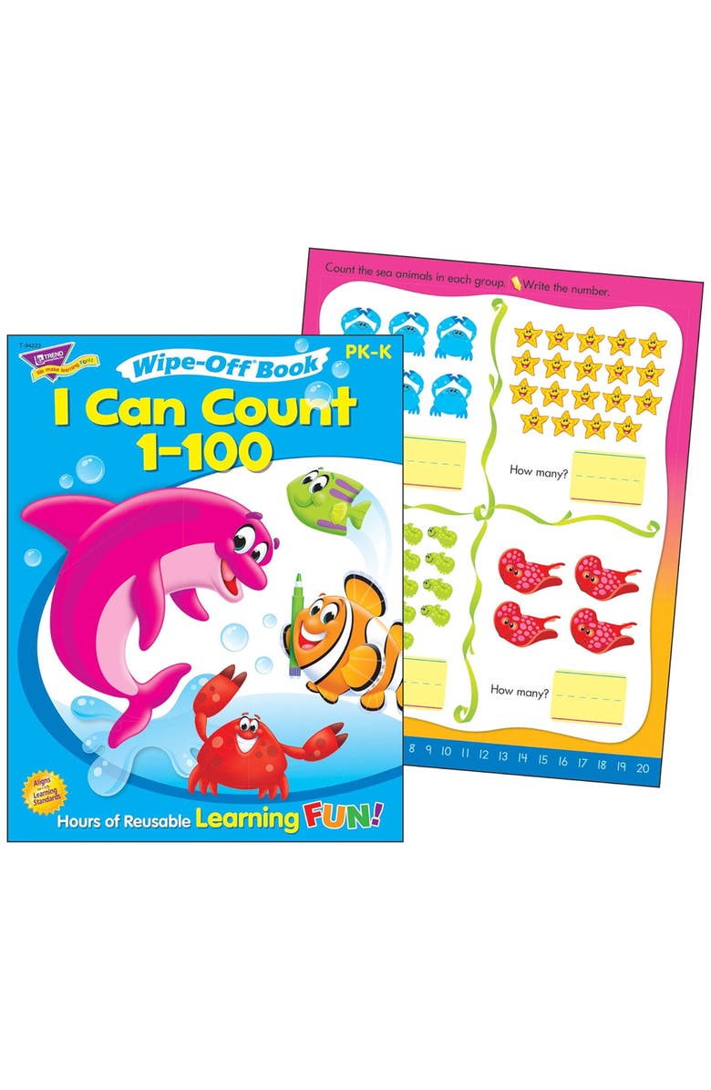 TREND Enterprises Counting to 100 Reusable Book & Crayons, Alternate, color, Multicolored