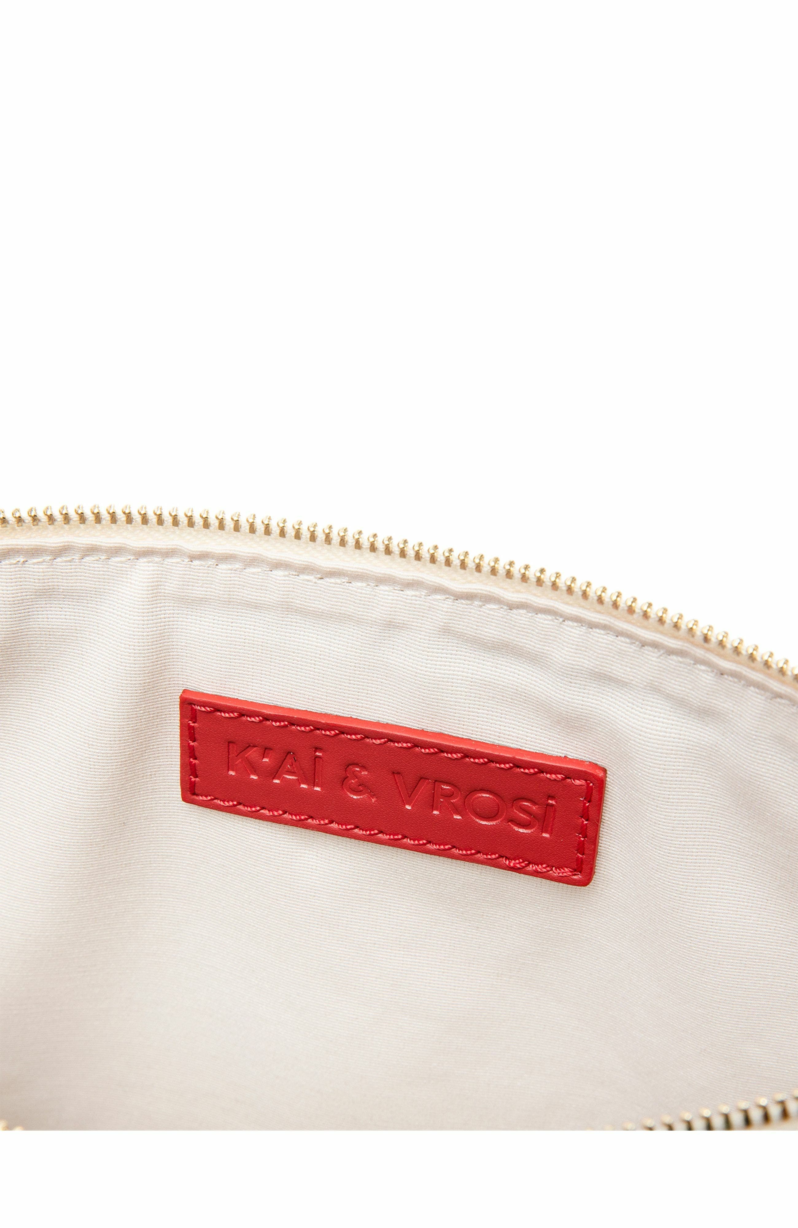 Apollon Calfskin & Handloomed Fabric Clutch, Alternate, color, Red