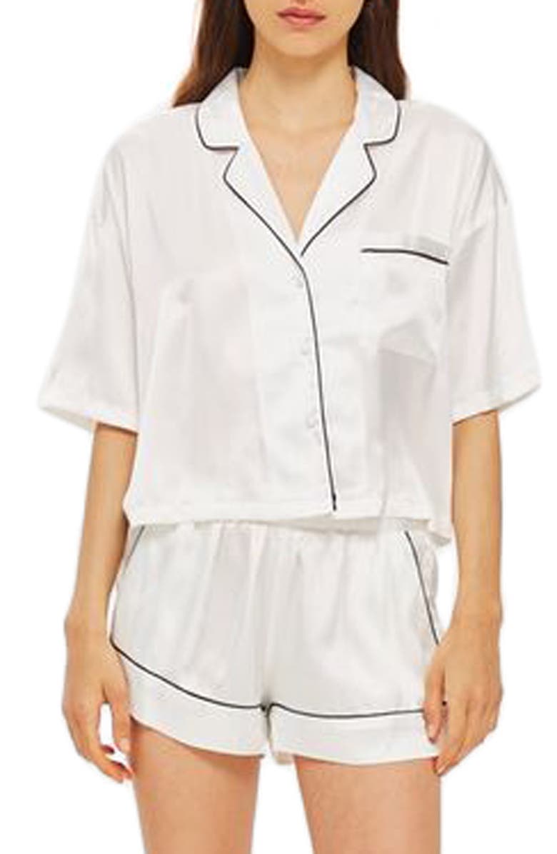 Topshop Chloe Satin Short Pajamas, Main, color, 