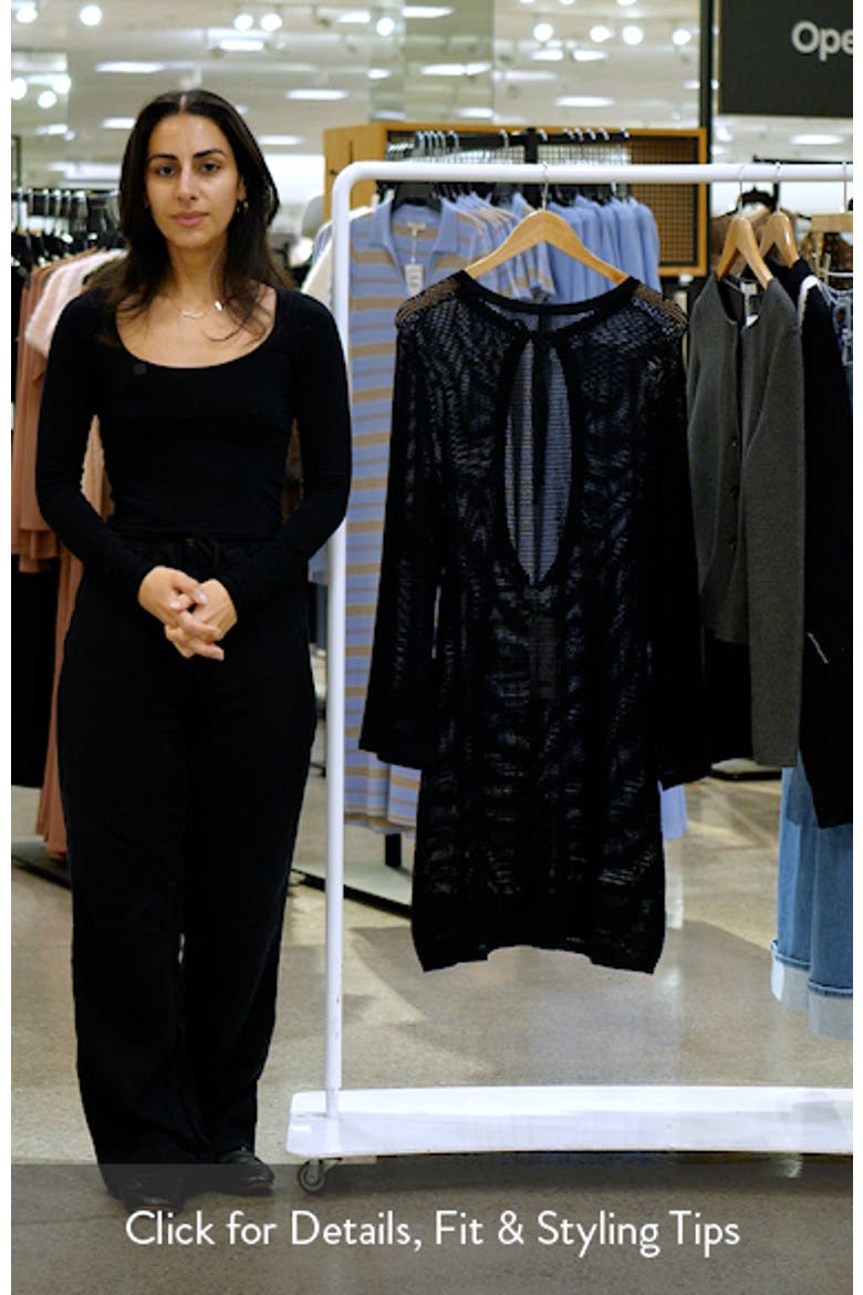 Open Back Long Sleeve Sheer Cotton Blend Cover-Up Dress video