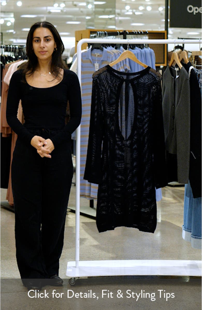 Open Back Long Sleeve Sheer Cotton Blend Cover-Up Dress, sales video thumbnail