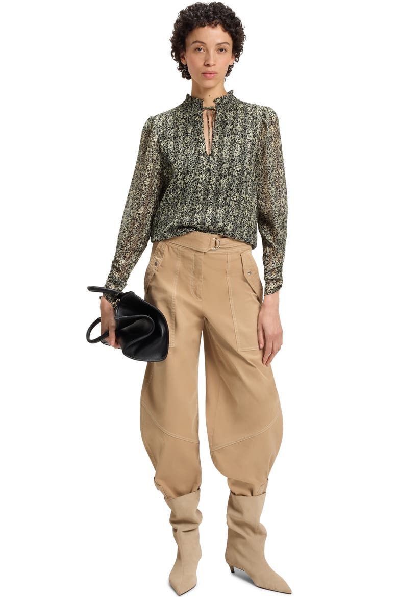 Berodeo Floral Long Sleeve Top, Alternate, color, BLACK/ IVORY