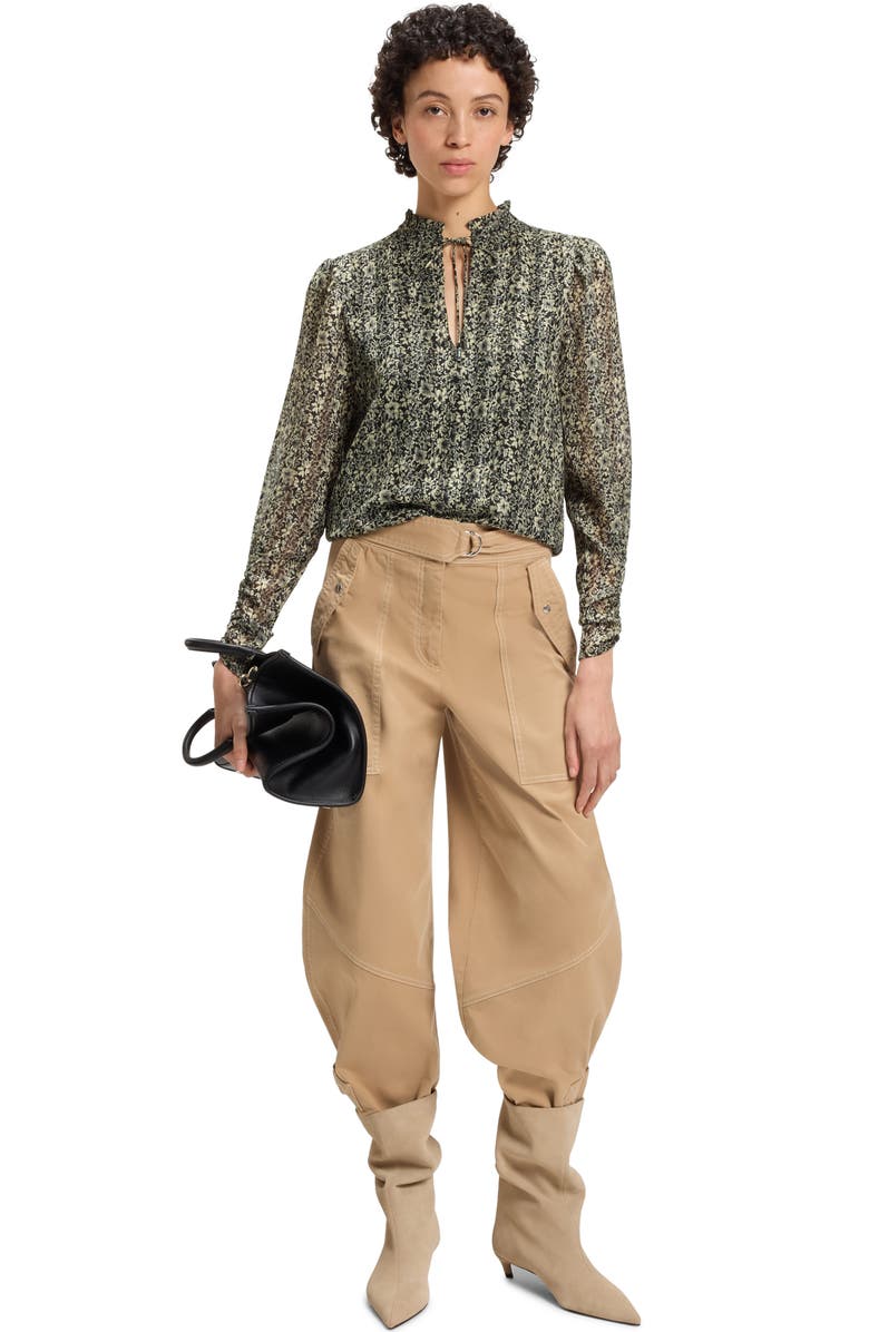 BOSS Orange Berodeo Floral Long Sleeve Top, Alternate, color, Black/ Ivory