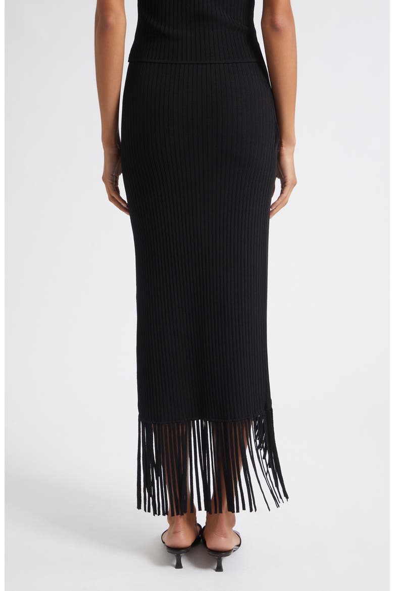 Giana Fringe Asymmetrical Midi Skirt, Alternate, color, JET
