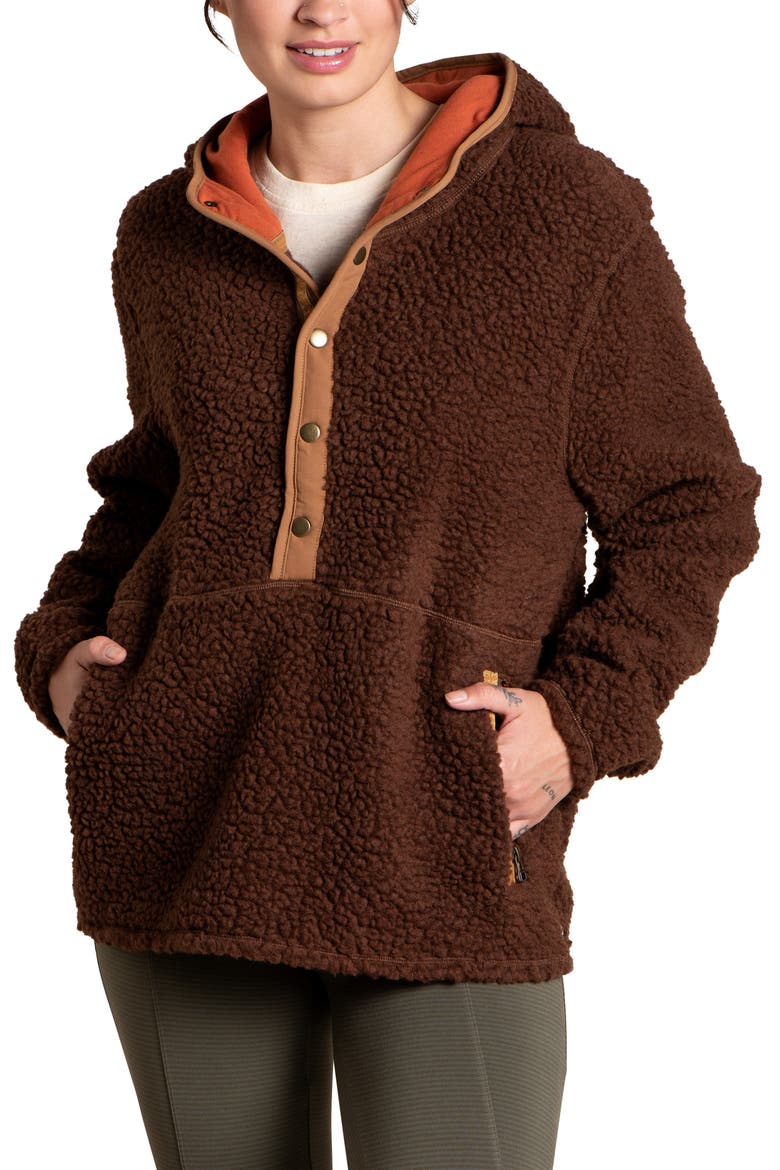 Fleece Hoodie, Main, color, DARK ROAST