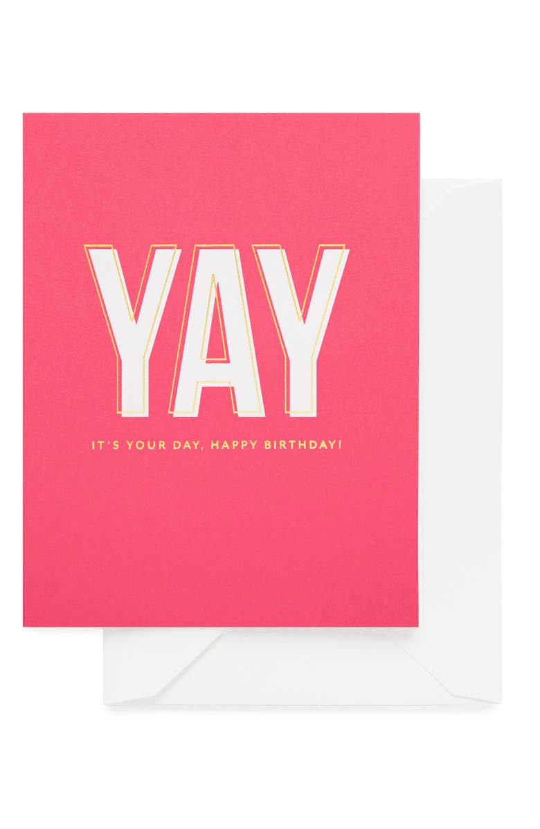 Sugar Paper Yay Birthday Card & Envelope, Main, color, Pink