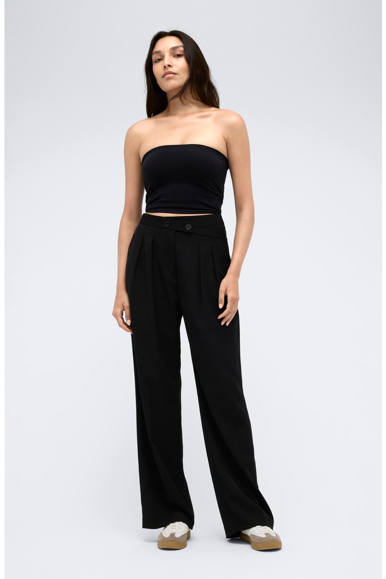 Crisscross Waist Wide Leg Pants, Alternate, color, BLACK