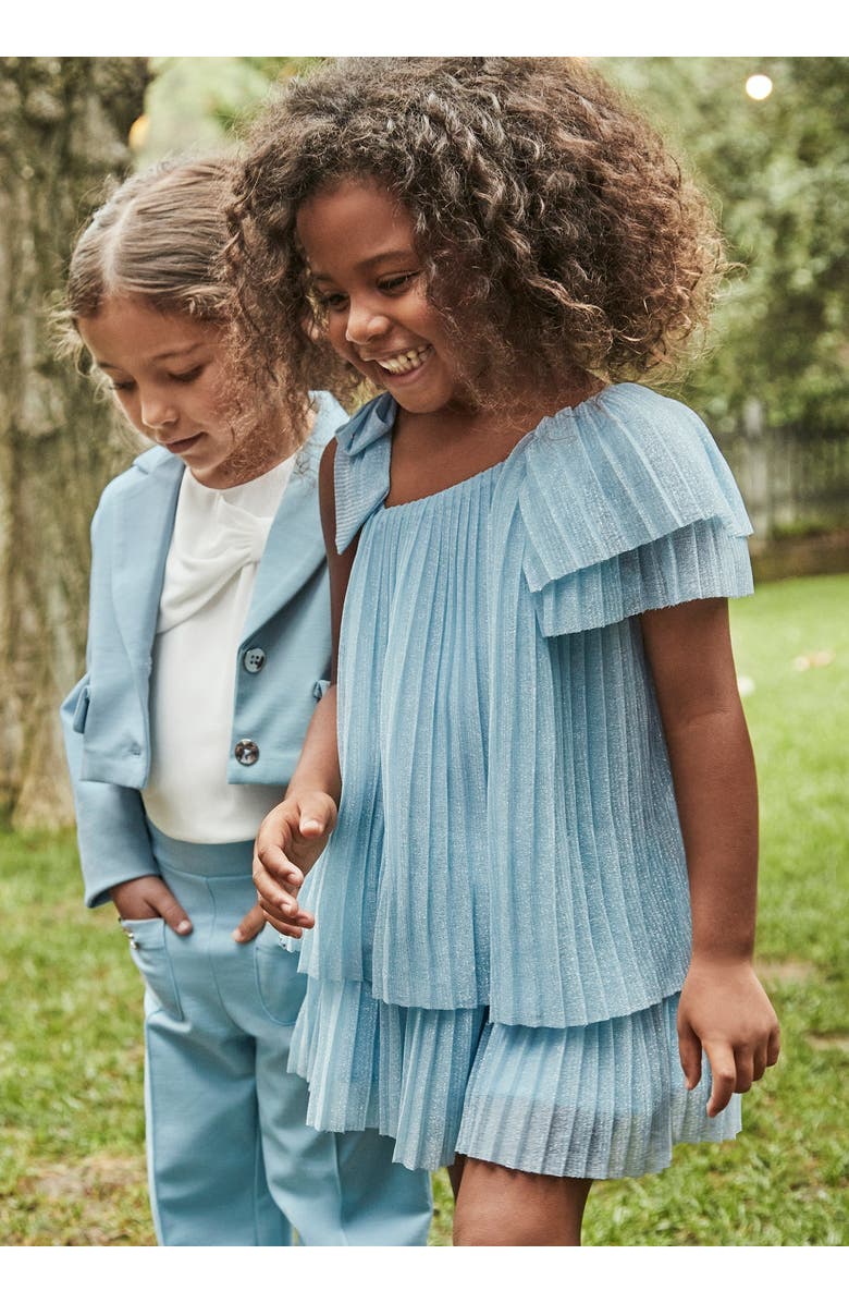 Mayoral Asymmetric Pleated Dress, Alternate, color, Blue