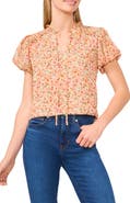 CeCe Floral Puff Sleeve Top