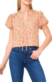 CeCe Floral Puff Sleeve Top