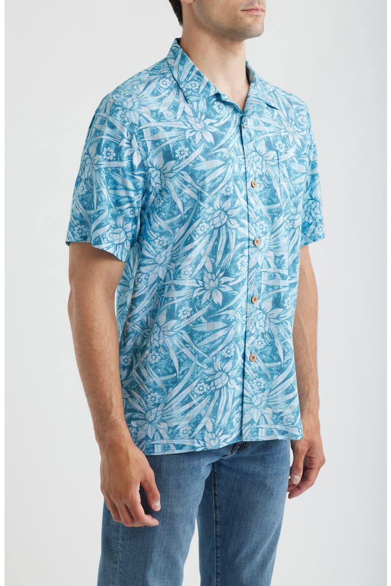 Coastal Ease Aqua Flora IslandZone® Camp Shirt, Alternate, color, MILKY BLUE