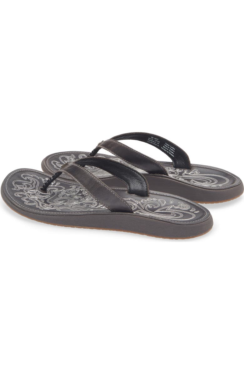 OluKai Paniolo Flip Flop, Alternate, color, Onyx / Onyx