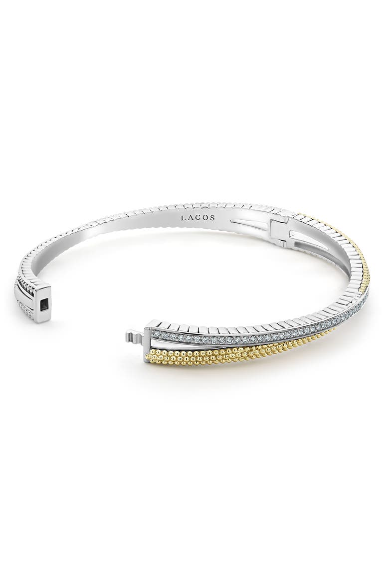 Caviar Lux Diamond Bangle, Alternate, color, SILVER/ DIAMOND