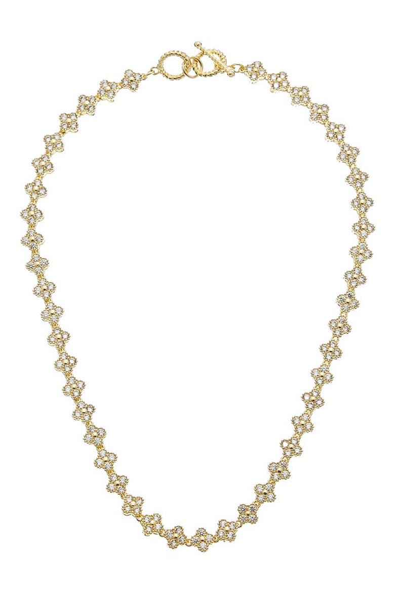 18-Inch Cubic Zirconia Floral Link Necklace, Main, color, TRI COLOR