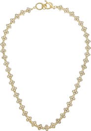 Juvell 18-Inch Cubic Zirconia Floral Link Necklace