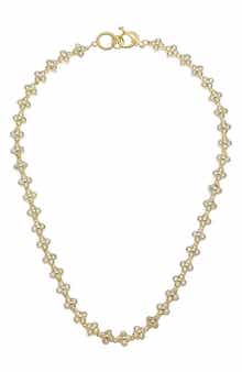 18-Inch Cubic Zirconia Floral Link Necklace