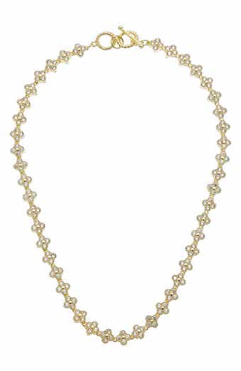 18-Inch Cubic Zirconia Floral Link Necklace