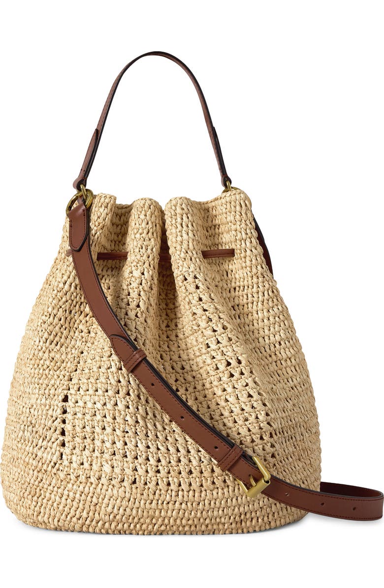 Mulberry Crochet Raffia Bucket Bag, Alternate, color, Natural