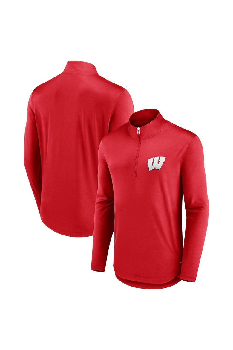 Men's Fanatics Branded Red Wisconsin Badgers Tough Minded Quarter-Zip Top, Main, color, Red