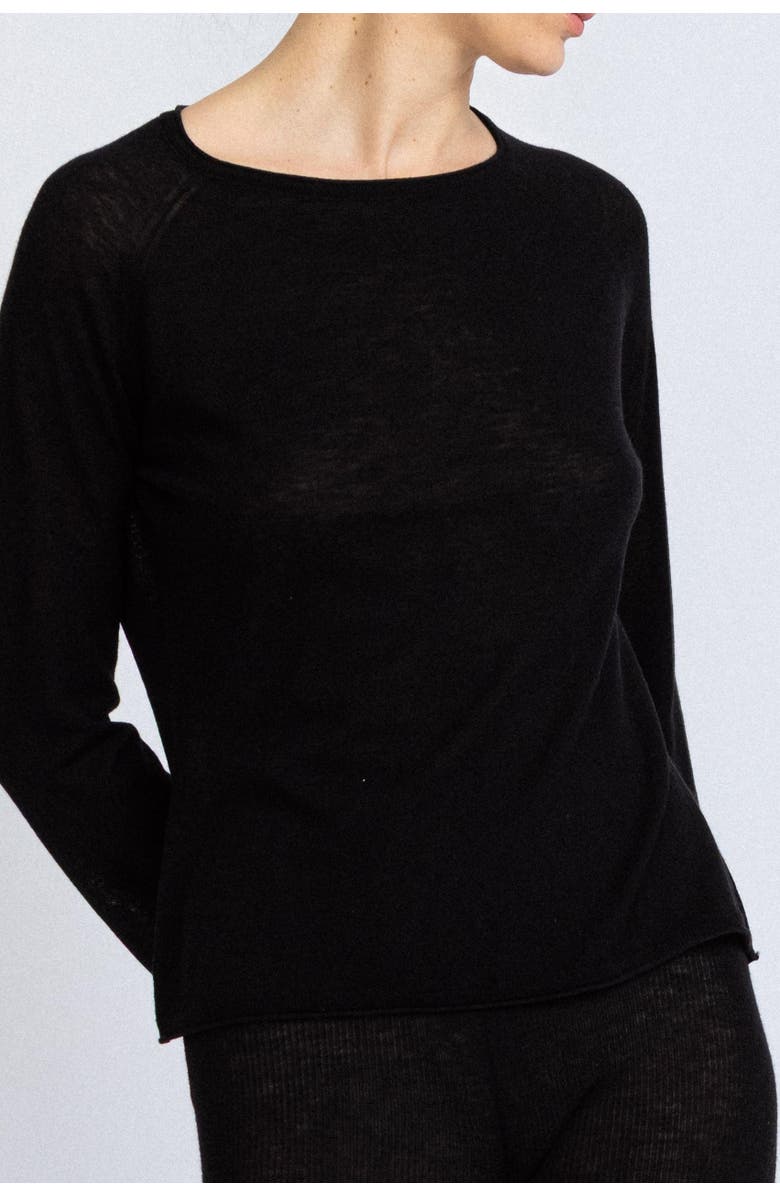 Alas Merino Wool Sheer Top, Alternate, color, Black