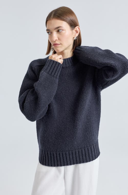 Almina Concept Knit Wool Crewneck Sweater In Blue