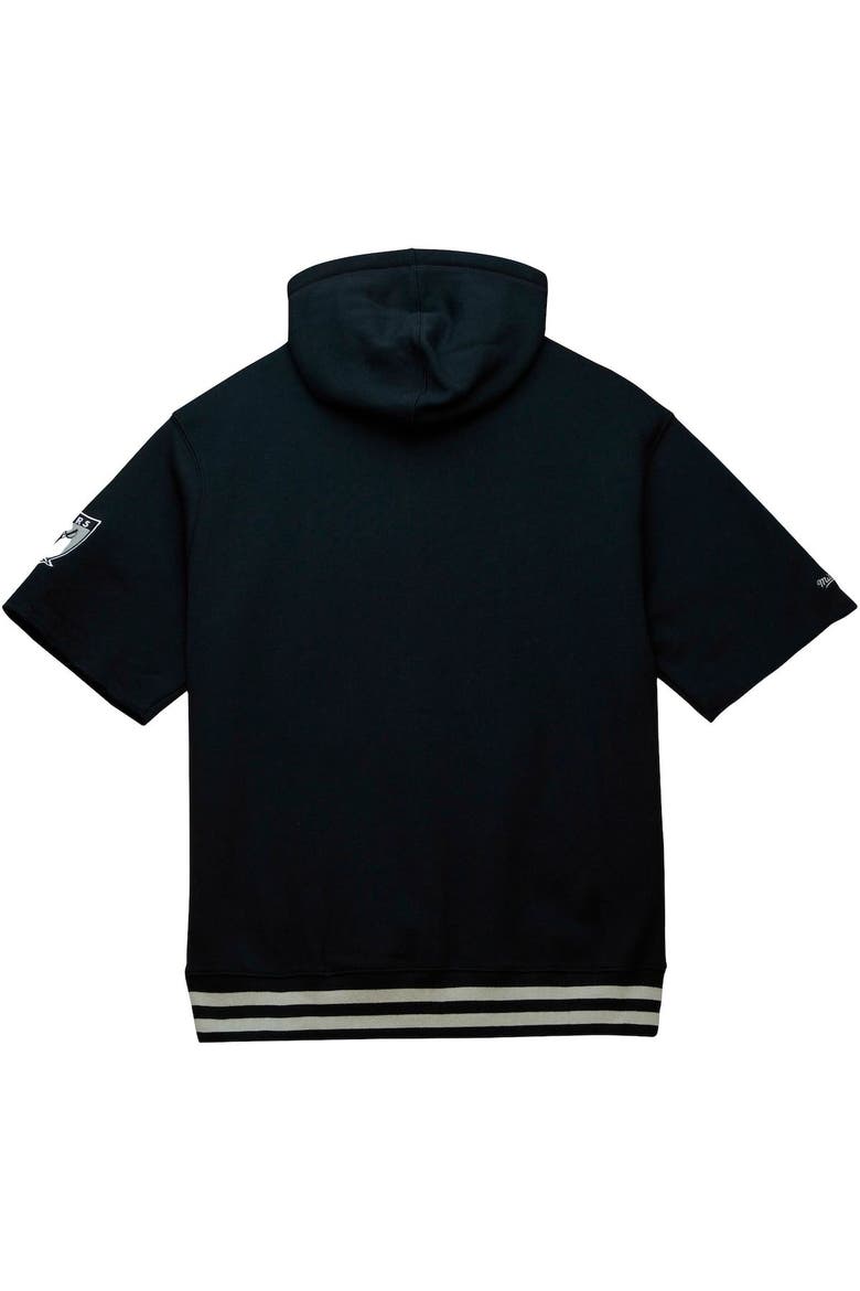 Men's Mitchell & Ness Black Las Vegas Raiders Pre-Game Short Sleeve Pullover Hoodie, Alternate, color, Black
