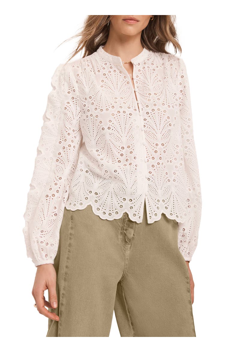 Cotton Broderie Detail Blouse, Main, color, Ivory