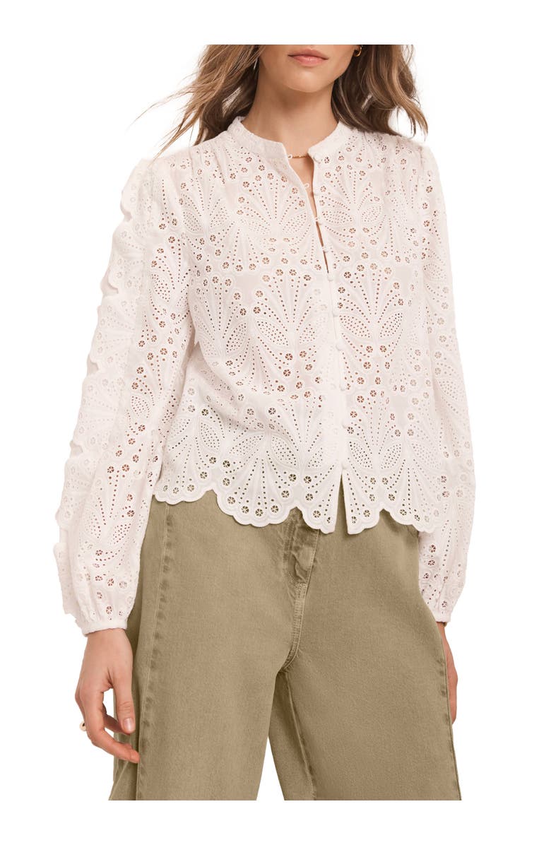 MINT VELVET Cotton Broderie Detail Blouse, Main, color, Ivory