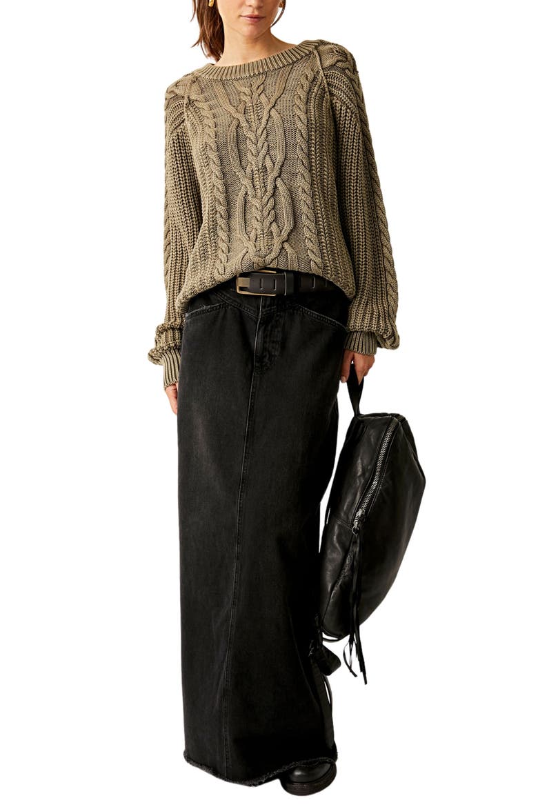 Frankie Cable Cotton Sweater, Alternate, color, LIGHT SAND