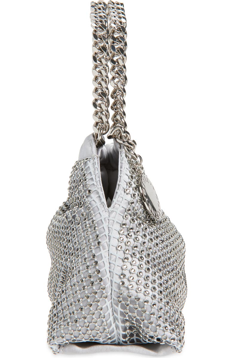 Stella McCartney Mini Falabella Crystal Mesh Shoulder Bag, Alternate, color, Silver