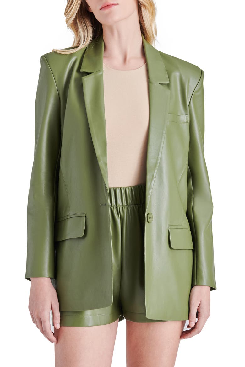 Audrey Faux Leather Blazer, Main, color, WINTER MOSS
